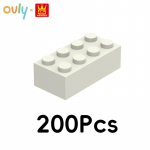 WANGE 4*2 Ehitusklotsid 35/200 tk V&auml;ikesed &Uuml;hilduvad Klotsid 8 Auguga K&otilde;rged Elemendid Tarvikud MOC DIY Lahtised Laste M&auml;nguasi nr 3001 0.5kg(200pcs) valge
