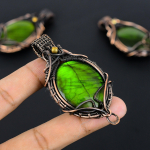 Green Labradorite Handmade Copper Wire Wrapped Pendant 2.8 l2k94
