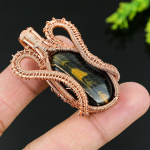 Tiger Eye Handmade Copper Wire Wrap Jewelry Pendant 1.97 m1a02