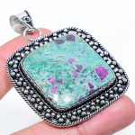 Ruby in Fuchsite Ethnic 925 Sterling Silver Jewelry Pendant 2.56 E1C36