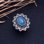 Blue Chalcedony Handmade 925 Sterling Silver Jewelry Ring Size 7.75 o6r00