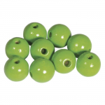 Perles en bois FSC 100%, polies, 12mm &oslash;, vert pomme, 32 pi&egrave;ces