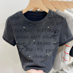 Raske t&ouml;&ouml;stuse teemantkirjaga l&uuml;hikeste varrukatega T-s&auml;rk naistele suvel, salendav ja vanust v&auml;hendav, slim fit &uuml;mara kaelusega top XL hall