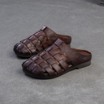 Johnature K&auml;sit&ouml;&ouml;na kootud Hingavad Lamedad Sussid Vabaaja Ehtsa Nahast Naiste Slip-on Kingad 35 pruun