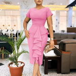 Naistemood suvine kevadine &uuml;hev&auml;rviline printimine l&uuml;hikeste varrukatega V-kaelusega k&otilde;rge v&ouml;&ouml;kohaga vabaajakleidid L sinine