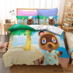 Animal Crossing Voodipesukomplekt Joonisfilm M&auml;ng 3D Tekikottide Komplektid &Uuml;heinimesevoodi T&auml;issuuruses Kuninganna Kuningsuuruses Padjap&uuml;&uuml;r lastele Kingitus Kodu Dekoratsioon Au Double 180x210cm