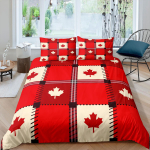 Euro Happy Canada Day Voodipesu Kaardilehe Tr&uuml;kiga Tekikatted Tekk Voodi &Uuml;hekohaline Queen King Kahekohaline 2P Kodu Voodipesu 220x240cm Eu Single 135x200cm sinine