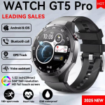 Uus GT5 Pro nutikell meestele GPS-j&auml;lgija s&uuml;dame l&ouml;&ouml;gisageduse Bluetooth-k&otilde;ne NFC veekindel spordi v&auml;li fitness nutikell Huawei jaoks Black Silicone