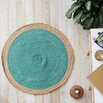 Džuudist Looduslik K&auml;sitsi Valmistatud Vaip &Uuml;mmargune Vaip Iga Ruumi jaoks Rustikaalne Dekoor Iga Ruumi jaoks 60 cm x 60 cm(2x2feet) beež/t&uuml;rkiissinine