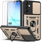 Coque de Protection - BOOLING - Samsung Galaxy A17 4G/5G - avec Cache Objectif Dor&eacute; - 2 Vitres