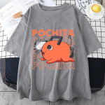 Anime T-s&auml;rk Naljakas Pochita graafilise tr&uuml;kiga L&uuml;hikeste varrukatega Suvine Vabaaja &Uuml;mara kaelusega Lahtine T-s&auml;rk Top 4XL