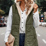 Naiste 2025. aasta s&uuml;gisel p&ouml;&ouml;ratavad vestid, varrukateta fliisjakk, lukuga kapuuts, taskud, pikk soe talvemantel 5XL