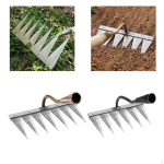2Pcs Heavy Duty Weeding Hoe Rake Harrow Garden Lawn Leveling Loosen soil Planting Hand Tool