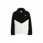 Adidas Originals Trefoil Fliisvoodriga Paksenenud Patchwork Spordijakk Unisex &Uuml;ler&otilde;ivad Must Valge IN0981 XS