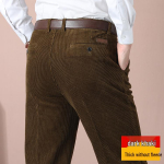 Meeste s&uuml;gis-talvised laiaribiline velvetp&uuml;ksid: Kahekordse voldiga, lahtise l&otilde;ikega, soe, paks, pluss samet, sirge s&auml;&auml;rega, puhas puuvill, keskealine. 34 (waist 27 inches)