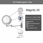 8-tolline meigipeegel, kroom, 3x/5x/7x/10x suurendus, kahepoolne USB-laadimine, vannituba, 3 v&auml;rvi valgus, nutikad kosmeetilised peeglid