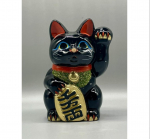 Tokoname keraamika Must Maneki Neko Vasak k&auml;si 16cm Valmistatud Jaapanis
