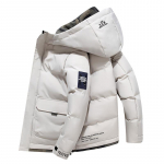 Talvine meeste puuvillase polsterdatud jope, l&uuml;hike paksu puuvillase polsterdatud jope, sulepolsterdatud jope, kapuutsiga jakk XXXXXL must