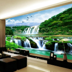3D seinamaalid Juga Loodusmaastik Tapeet Elutuba Diivan TV Taust Seinamaal Magamistoa Seinakate 280cm(W) x 190 cm(H) gray