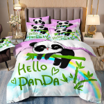 Laste multikalooma panda 3D digitaaltr&uuml;kiga voodipesu kolmeosaline komplekt cover 70 * 133 and 50 * 75 * 1