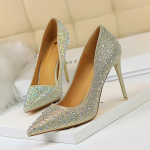 Moodsad naiste lihtsad s&auml;delevate litritega stiletokid &otilde;htukleitidele daamidele pulmadeks pruutneitsitele bling kuldne h&otilde;bedane &scaron;ampanja peokleidid Grace 9219-22 34(Foot22cm)