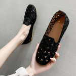 Kandilise varbaga naiste suvekingad Tikandid Disainkingad Pehmed Slipon Loafers Mokassiinid Vaba aeg Naiste balletikorterid 35 must