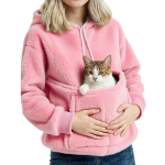 Meeste ja naiste unisex moodne vabaaja topp, &uuml;hev&auml;rviline, pikkade varrukatega, lemmikloomade taskuga, kapuutsiga dressipluus L roosa