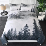Smoky Mountain Tekikottide Komplekt Misty Forest Voodipesu Komplekt T&auml;is Queen Suurus Hallid Puud Loodusmaastik Kunstiline Tekikoti Kate 70x133cm 2pcs