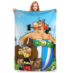 Asterix ja Obelix Dogmatix Tekid Pehme Soe Flanellist Visketekk Voodipesu Voodi elutuba Piknikuks Reisimiseks Kodu Diivan 80x60in
