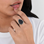 Toores Must Turmaliin Statement S&otilde;rmus, 925 Sterling H&otilde;be, Minimalistlik K&auml;sit&ouml;&ouml; Boho S&otilde;rmus Naistele 10.5 h&otilde;be