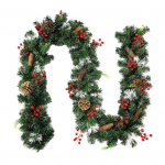 180/270CM J&otilde;ulud Kunstlik M&auml;nni Vanik V&ouml;&ouml;ri Punaste Marjade K&auml;bidega Kunstlik M&auml;nnioksa Rotangist Kaminasims Kamin Ees Veranda Rippuv Dekoratsioon 2.7m A