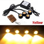 Car Eagle Eye Strobe 4 in 1 Led Wireless Remote Emergency Signal Lamp Drl Daytime Running Light for Auto Truck Motorcycle 12v kollane