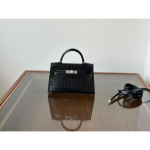 Kelli teine p&otilde;lvkond 19cm krokodillimustriga esimese kihi veisenahast &uuml;he &otilde;la messenger naiste kott k&otilde;rgekvaliteediline kott 19*12*5.5(cm) gold buckle