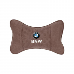 -Car Suede Headrest Neck Support Auto Seat Accessories For BMW Series i3 i4 G07 G06 G05 G02 G01 F48 F39 G42 G30 G20 G26 F01 F02 pruun