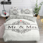 Must-valge tekikott Kuninganna/Kuningas/T&auml;issuurus H&auml;rra ja Proua Voodipesukomplekt 3 osa Pehme mikrokiud Paar Romantiline tekikate EU Single(135*200cm)3pcs gray