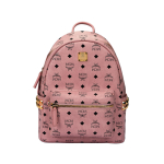 MCM Stark Klassikaline Monogramm T&otilde;mblukuga Sulgemisega Kunstnahast Seljakott V&auml;ike Unisex Seljakott Virsikuroosa MMKEAVE15PZ001 Basic Set (Bag+Dust Bag)