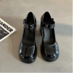Mary Jane kingad naistele Zapatos Para Mujer Moodsad paksude kontsadega Pulmapeo kingad Kevad Uued Lakknahast K&otilde;rged Kontsad 35 must