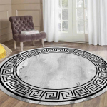 Luksuslik &uuml;mmargune vaip elutuppa Valge Must Roheline Marmorimustriga Kodukaunistus Vaibad Pestavad libisemiskindlad magamistoa p&otilde;randamatid 120x120cm (Diameter)