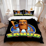3 tk Tung Sahur Puidust Tegelane Kodukaunistus Voodipesukomplekt - Universaalne Kolmeosaline Komplekt Magamistuppa, K&uuml;lalistetuppa, Elutuppa, Hotelli, P&uuml;hadekingituseks 135x200cm black