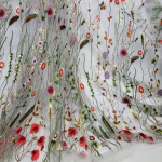 Tikitud Vesilillepitskangas 3D Lilleline T&uuml;llv&otilde;rk jardi kohta Couture Pulmakleidi, Esitluskleidi, Kost&uuml;&uuml;mi, Seeliku Kaunistamiseks 90x145cm valkjas v&auml;rv
