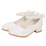 Princess shoes for girls, high-heeled women's shoes, white leather shoes, elementary school student formal dress choir performance shoes, soft sole, 33 white