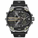 Diesel DZ7348 Hr. Daddy 2.0 Musta sihverplaadiga mustast nahast meeste k&auml;ekell 57mm must