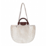 Longchamp Le Pliage Filet 38 S&otilde;brap&auml;eva Edisioon Kangast Kandekott &Otilde;lakott Ostuv&otilde;rkkott Suured Naiste kandekotid Kreemjasvalge 10121HVH037 Basic Set (Bag)