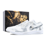 Jordan Air Jordan 1 Silver Saddle Reflects The Horse Abrasion Resistant Low top Vintage Basketball Shoes Men's 553558-400(Team836-) 42 black