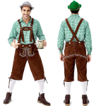 Traditsiooniline Oktoberfest meeste ruuduline s&auml;rk ja tikitud traksip&uuml;ksid m&uuml;tsiga komplekt Extra Large blue