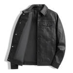 Nahkjakk meestele, &Auml;rikasuaalne nahkjakk, Tuulekindel, Veekindel, Mitmek&uuml;lgne PU-nahast jakk meestele XXXXL black