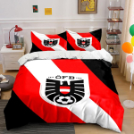 Austria lipp &Ouml;FB jalgpallikomplekt Voodipesu Tekikottide komplekt Tekikott Padjap&uuml;&uuml;rid (1 * Tekikott 2 * Padjap&uuml;&uuml;ri, ilma tekita) 135x200cm black