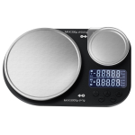 Kahe platvormiga 300g/5kg Kahe platvormiga roostevabast terasest digitaalne k&ouml;&ouml;gikaal T&auml;psused 0.1g 1g Mitme &uuml;hiku teisendus (Black,0.01 g&5 kg&225*148*31MM) must