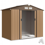 7 x 4 jalga lukustatav metallist aiandusriistade hoiustuskabiin Hoiustamine - Helepruun 213 x 130 x 185 cm kollane