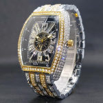 Hip Hop t&auml;is teemantidega meeste k&auml;ekell Luksuslik spordimoe Orologio Uomo roostevabast terasest rihmaga Lihtne stiil uue ajastu Herrenile watches For Men gray